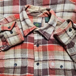 Timberland Flannel Shirt Mens M Plaid Button Up Long Sleeve Casual orange/brown